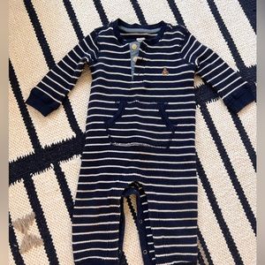 Baby gap one piece henley navy white stripe 12-18 months